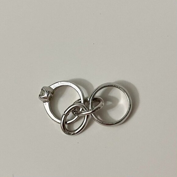 Vintage Sterling Wedding Ring and Band Mini Charm - Picture 8 of 15